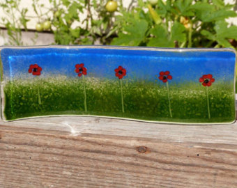 Fused Glass Poppy Wave