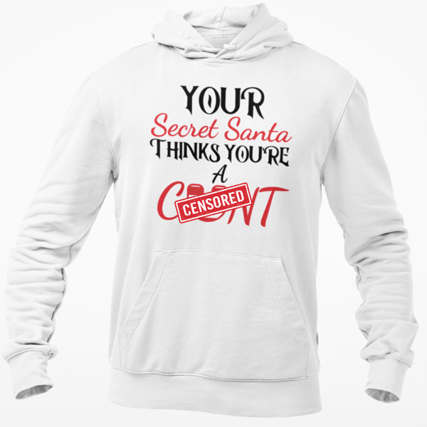 Your Secret Santa Thinks You're A ...Funny Novelty Christmas HOODIE xmas gift