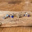 4mm sterling silver studs - various gems
