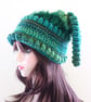Emerald Green Crochet Festival Beanie Hat.   Fun and Quirky Gift. - Image 5