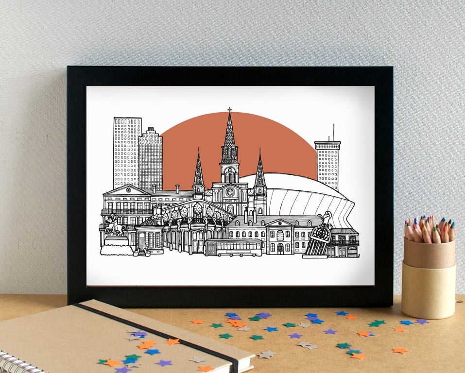 New Orleans Skyline Travel Art Print