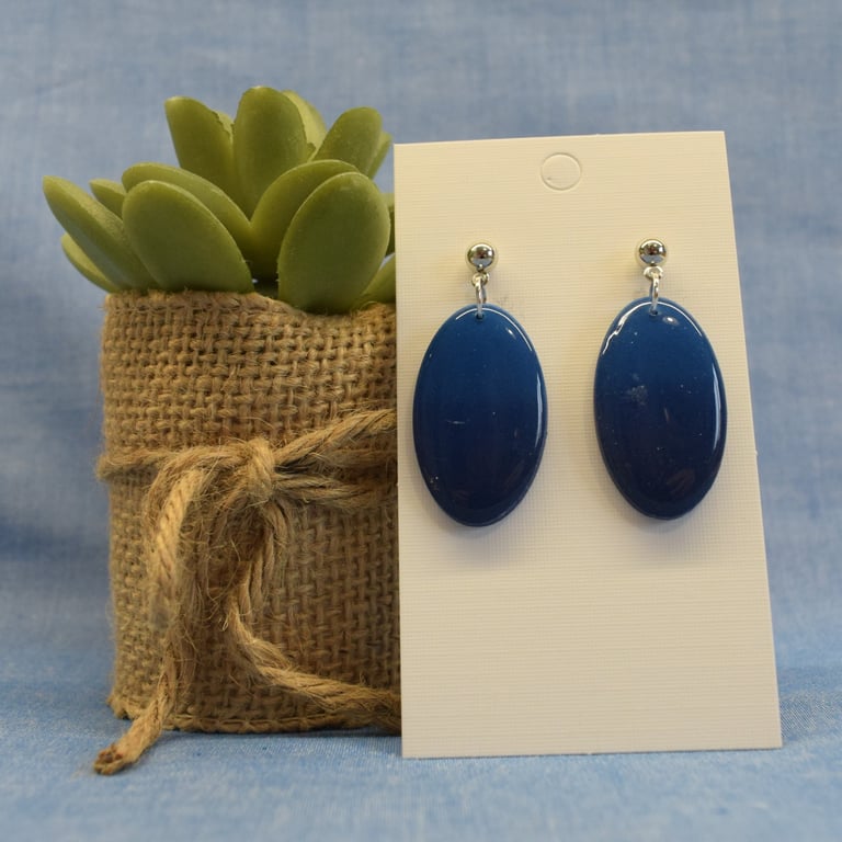 Smooth Large Oval Drop Earrings