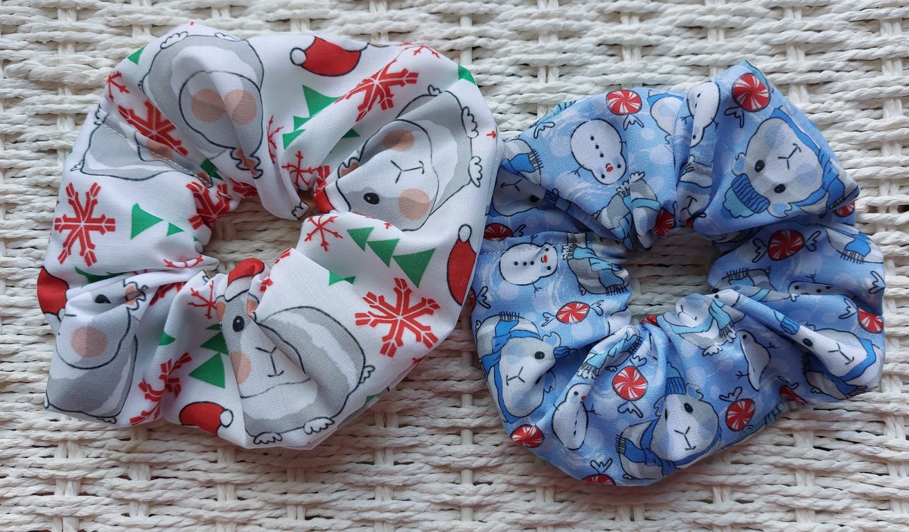 Pack of 2 Christmas Guinea Pig Hair Scrunchies