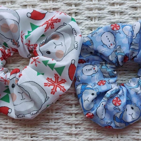 Pack of 2 Christmas Guinea Pig Hair Scrunchies