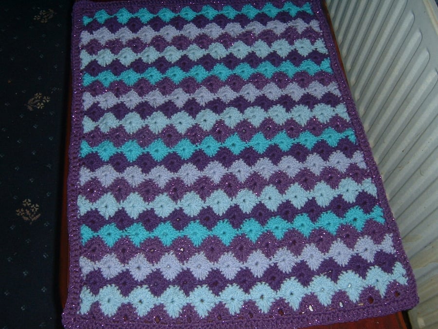 SALE ITEM purple crocheted pram cover (ref 60428)