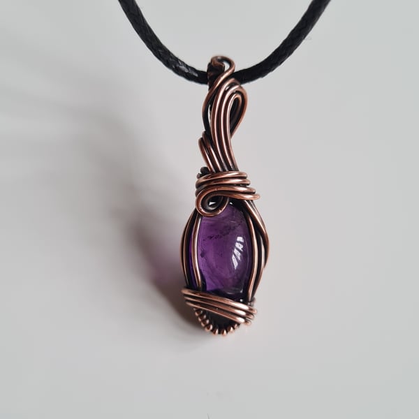 Natural Purple Amethyst & Copper Pendant Necklace Gift Crystal Jewellery Jewelry