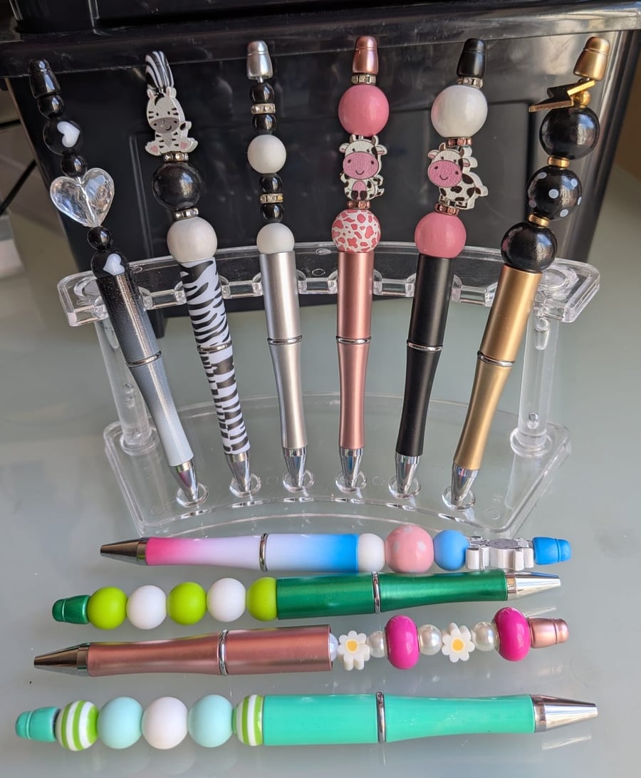 Hand Beaded Pen.  Ballpoint. Black Ink. Novelty Gift