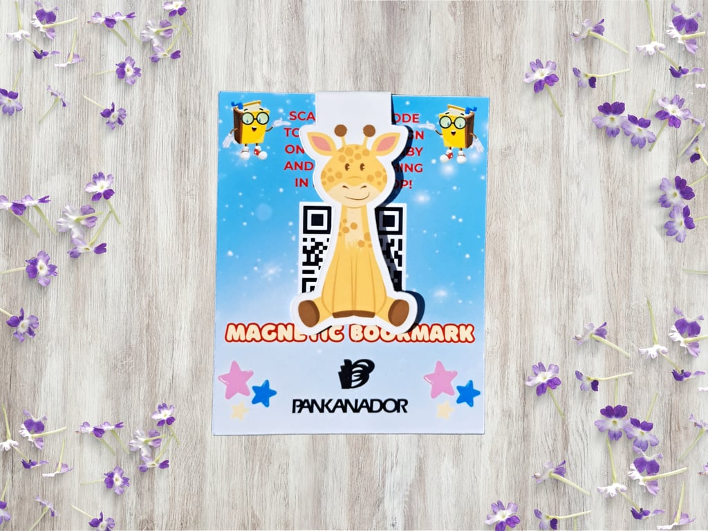 Cute Giraffe Magnetic Bookmark – Laminated Animal Book Marker for Children 