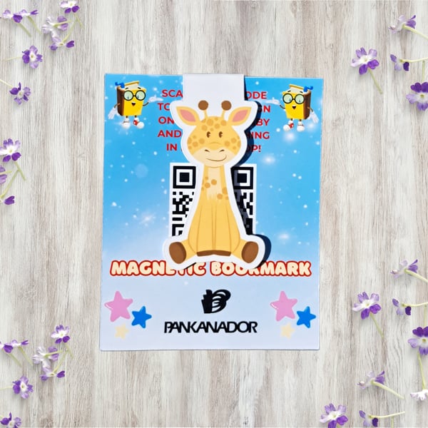 Cute Giraffe Magnetic Bookmark – Laminated Animal Book Marker for Children 