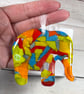 Fused glass vibrant elephant hanging 