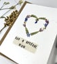 Handmade Pressed Flower Heart, Mother's Day, Birthday Card  - Image 2