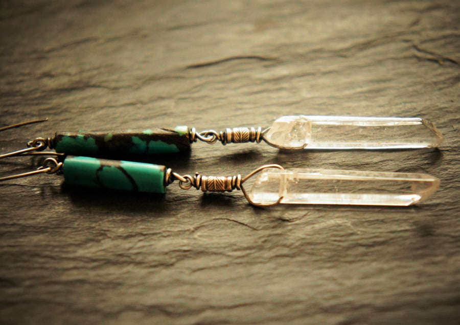 Arizona Turquoise and Sterling Silver Dangle Earrings