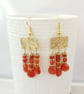 Handmade Roman Style Brass Chandelier Earrings Carnelian Triple Drops - Image 3