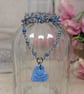 Blue ceramic heart pendant with jasper and wirework chain - Image 8