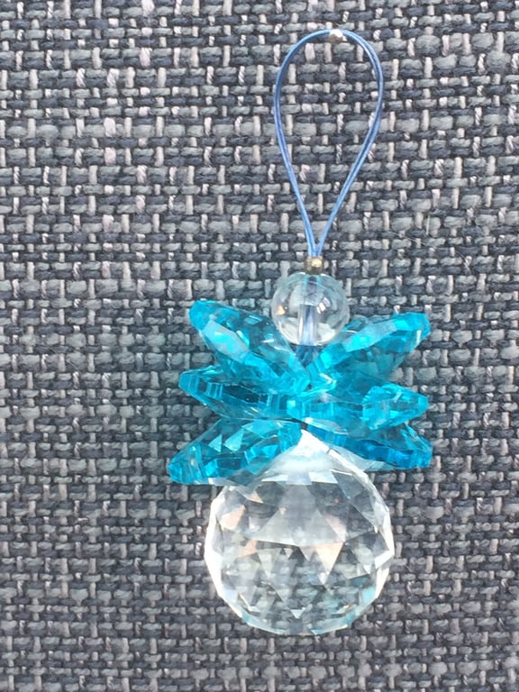 Handmade Crystal Suncatcher Angel Christmas Decoration Gift - Turquoise