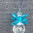 Handmade Crystal Suncatcher Angel Christmas Decoration Gift - Turquoise