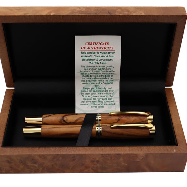 Patriarch Fountain Pen & Rollerball Set - Olivewood