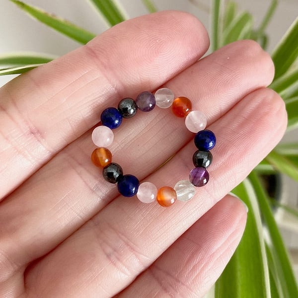 Tiny Bead Gemstone Ring for Arthritis Support