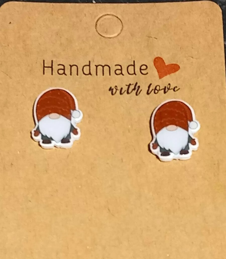 Christmas gonk resin pushback earrings OOAK