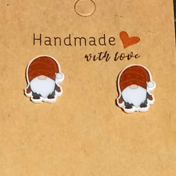 Christmas gonk resin pushback earrings OOAK