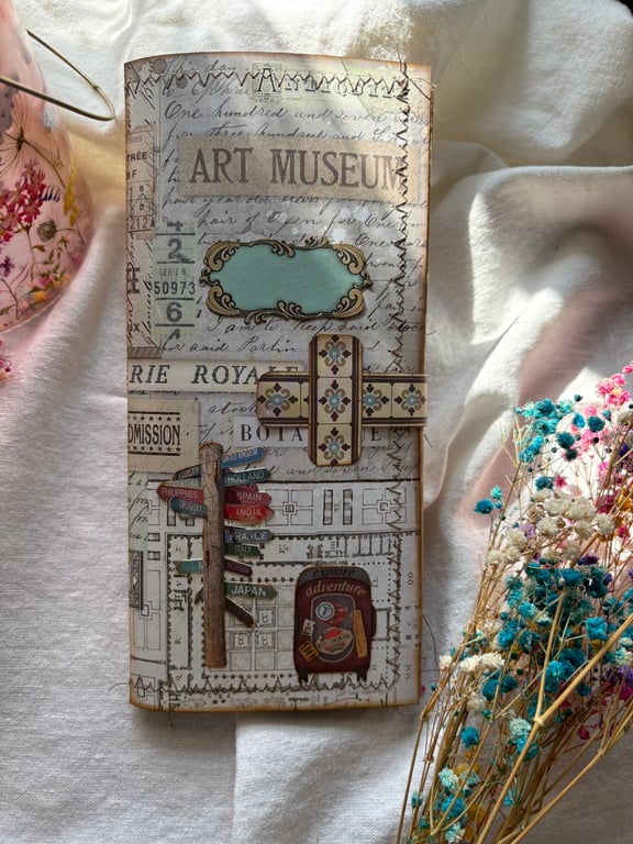 Handmade tall narrow travel journal