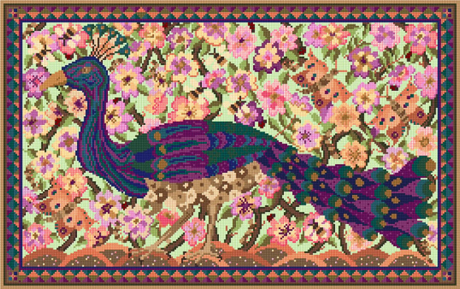 Peacock Tapestry Wall Hanging Kit, Tapestry, Needlepoint, Arts and Crafts, Flora
