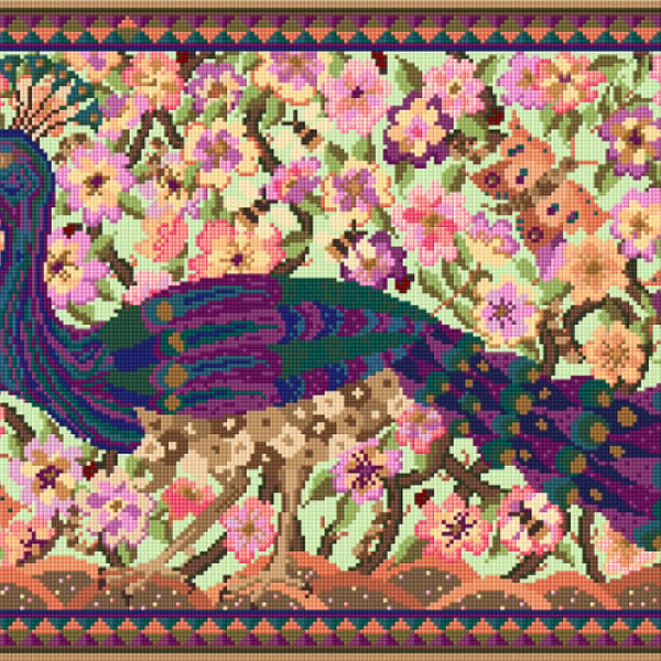 Peacock Tapestry Wall Hanging Kit, Tapestry, Needlepoint, Arts and Crafts, Flora