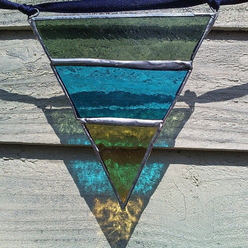 Stripy Stained Glass Bunting - Blues and Greens Custom order for Deborah Lee