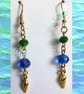 Gold Plated Sea Shell & Crystal Earrings - Image 1