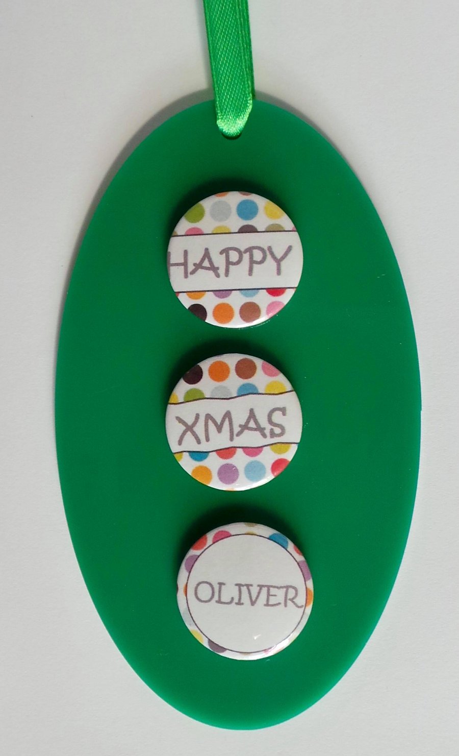 Personalised Christmas decoration, Polka Dot decoration, Spotty, Acrylic