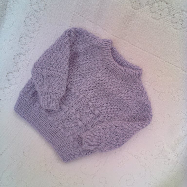 Hand Knitted Box Patterned Jumper with a Round Neck, Child's Jumper, Custom Make