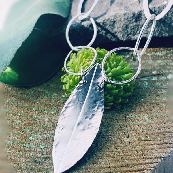   Recycled Sterling Silver Handmade Leaf Design Necklace