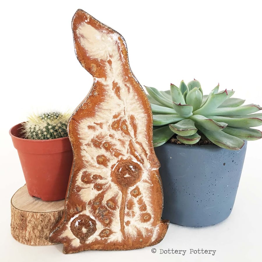 50% OFF Ceramic Moon Gazing Hare Pottery Hare decoration natural clay rabbit