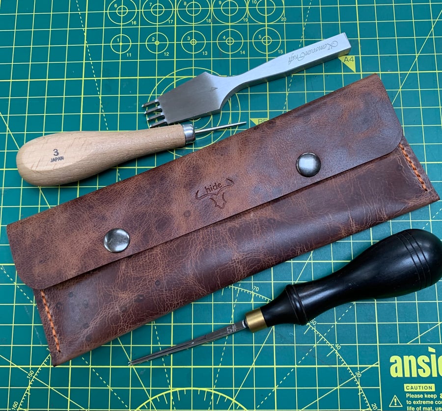 Leather pouch - multi purpose handmade brown unisex