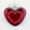 Fused Glass White and Burgundy Heart - Handmade Glass Decoration