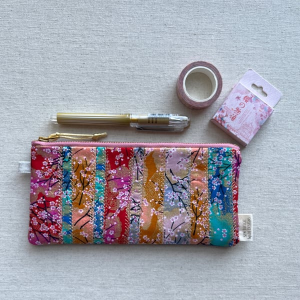 Pencil Case Japanese Blossom Fabric Patchwork 