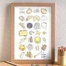 Pasta Alphabet Kitchen Art Print