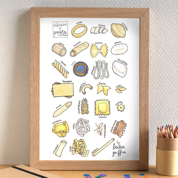 Pasta Alphabet Kitchen Art Print