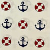White Anchors Fabric