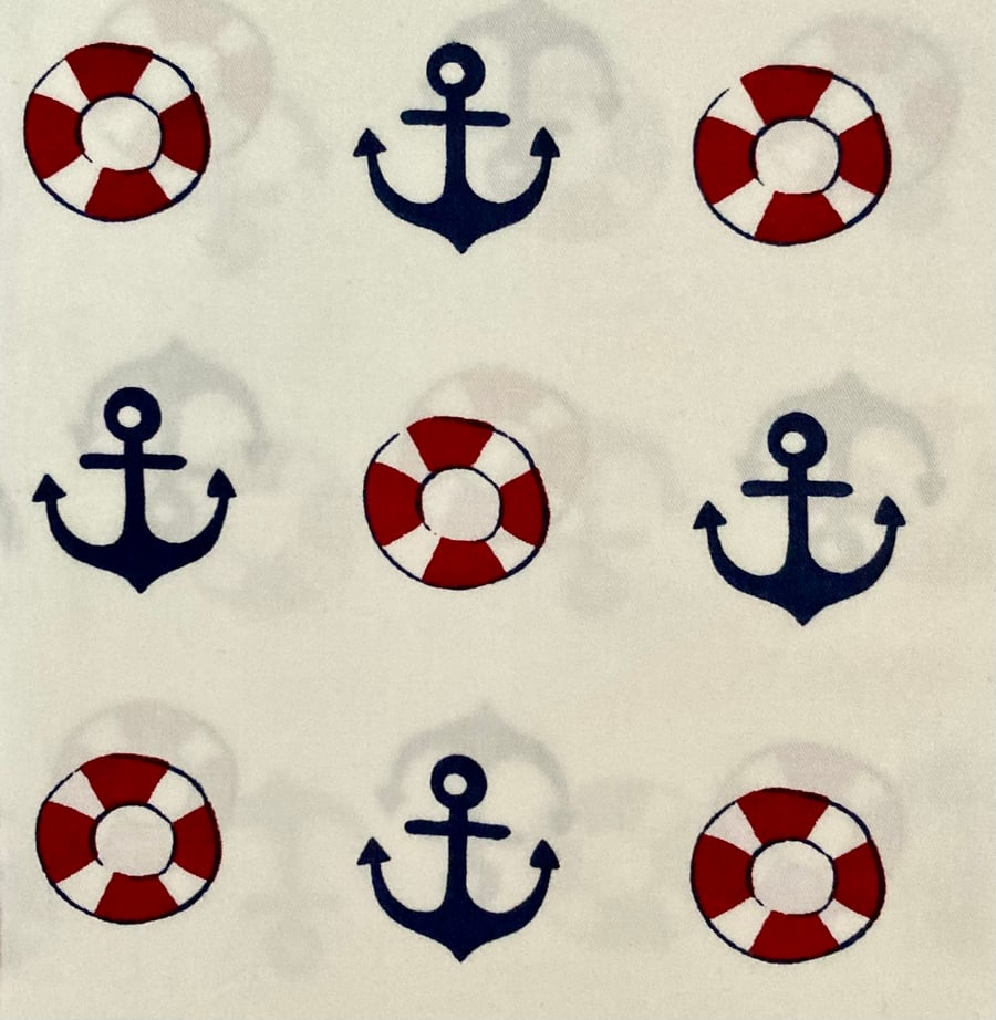 White Anchors Fabric