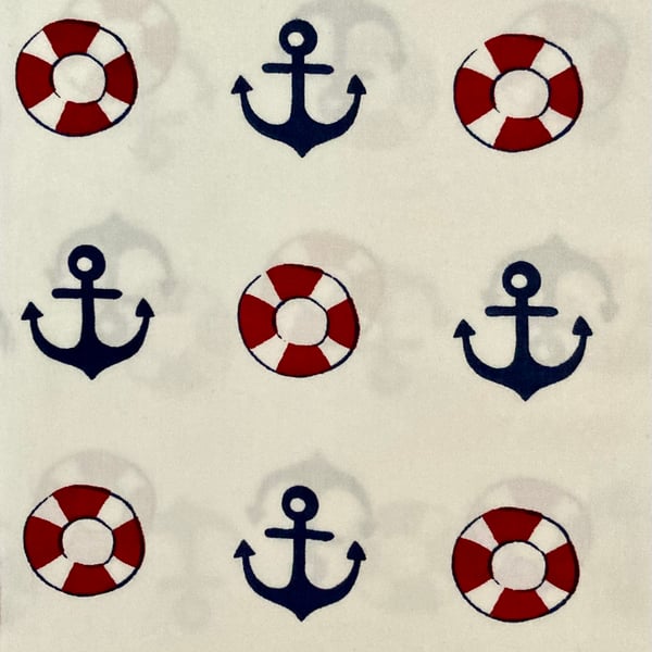 White Anchors Fabric