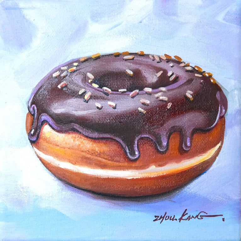 Donut Oil Painting – Original & Unframed – A Gift to Bring Smiles!