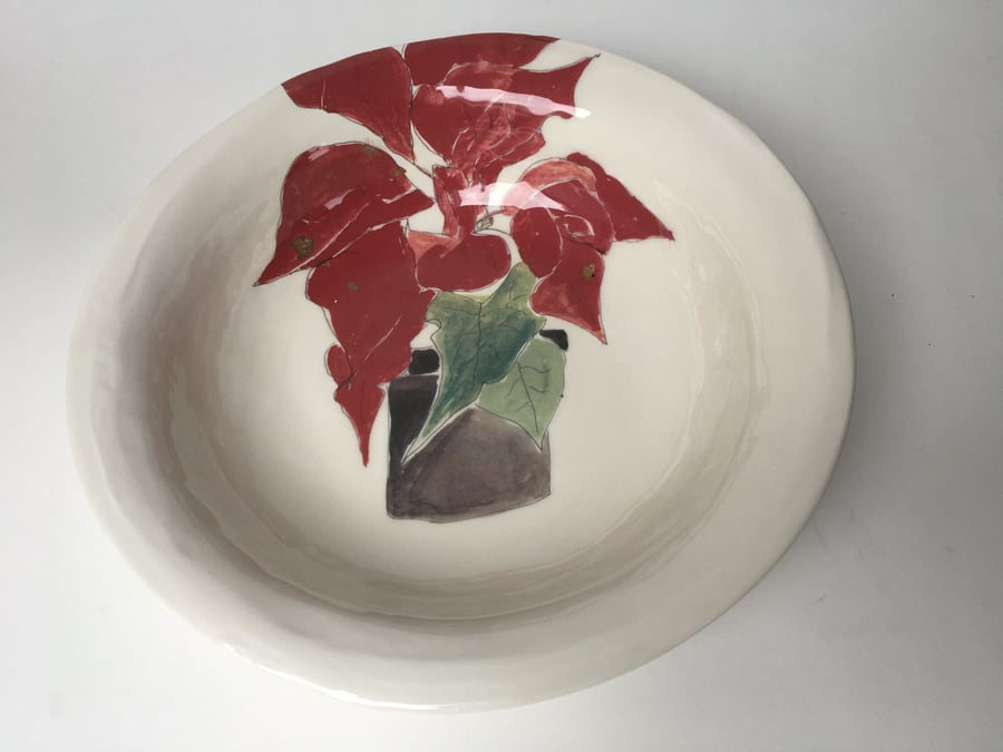 Extra Large Christmas Poinsettia Dish