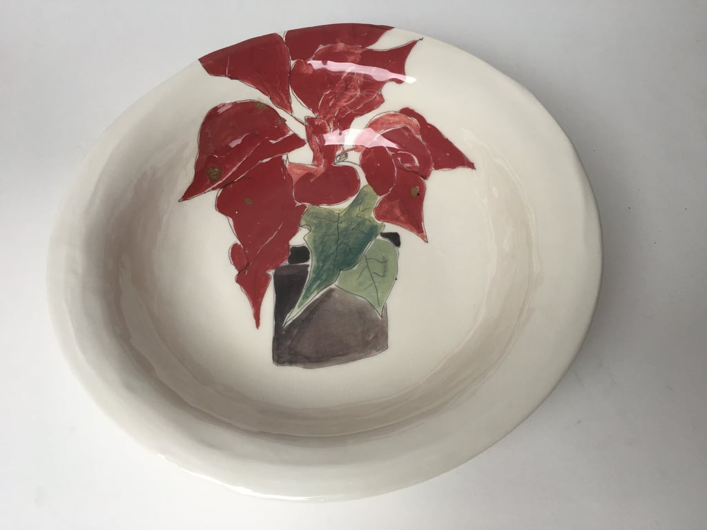 Extra Large Christmas Poinsettia Dish