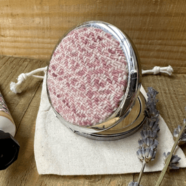 Pocket Mirror 'Clover Fields' Hand Dyed & Woven British Wool Fabric Mirror