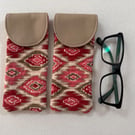 Ikat Patterned Glasses Case with Faux Leather Flap Closure