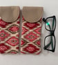 Ikat Patterned Glasses Case with Faux Leather Flap Closure