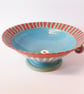 Bowl Gorgeous Stemmed Bowl with Twizzles, Red, white and Blue striped Ceramic. - Image 2