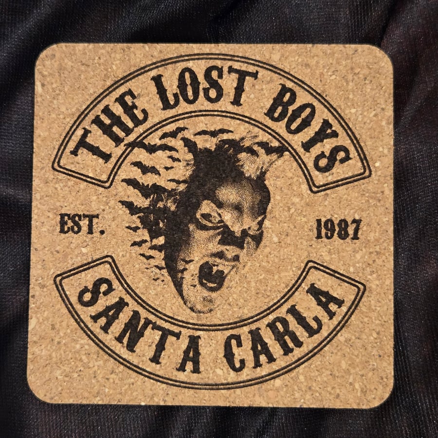 The Lost Boys Laser Engraved Cork Coaster - Santa Carla Vampire Design