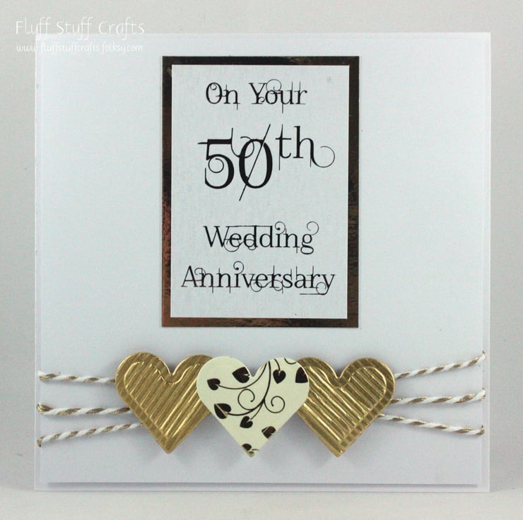 Handmade 50th Wedding Anniversary card, golden ... - Folksy